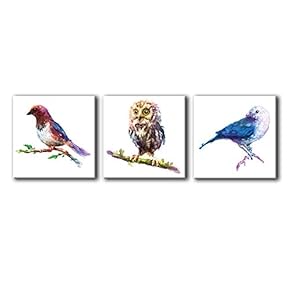 3 Piece Canvas Wall Art-Colored Animals-Canvas Prints Home Artwork Decoration for Living Room,Bedroom - 12"x12"x3 Panels