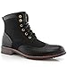 Polar Fox Jonah MPX808567 Mens Casual Perforated Vegan Leather High-Top Red Wing tip Brogue Western Derby Dress Boots – Black, Size 10.5
