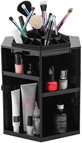 MONOMONO-360 Degree Rotating Cosmetic Organizer Makeup Display Storage Case Spinning Rack (black)