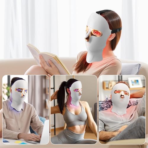 ONLUKY Red Light Therapy Mask for Face - Cordless LED Light Therapy Mask with 7 Colors, USB-C Rechargeable, Infrared & Near-Infrared for Skin Care, Home, Travel, Yoga, Sleep (gold)