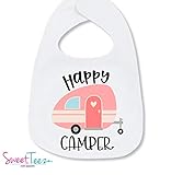 Happy Camper Bib For Baby Girl Camping Gear Cute Gift For Baby Girl