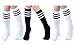 TOCONFFON Knee High Tube Socks for Boys Girls Teens, Kids Soccer School Cotton Uniform Sports Socks 3,4 Pairs(Black&white&white 3 Pairs,8-12)