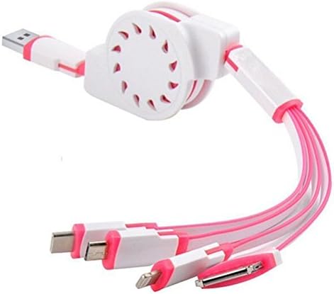 USB Charging Cable, Retractable 4 in 1 Multifunctional Universal USB Charger Cable for Car,iPhone 7 / 7 Plus 6s/6s Plus/5/5S/4S/4, iPad 3 / Mini / Pro, Samsung, HTC, Motorola, Nexus, LG, Android