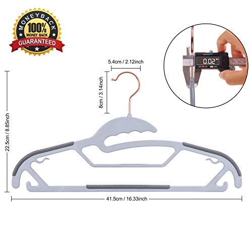 OIKA Plastic Hangers, Coat Hangers 50 Pack,Upgraded Rubber Stripe Non