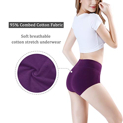 image for wirarpa Women's 4 Pack Cotton Underwear High Waisted Full Coverage Bri