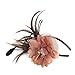 Netting Feathers Big Flower Headband Party Girls Women Fascinator Headwear Cocktail Hat Head Decoration (Coffee)