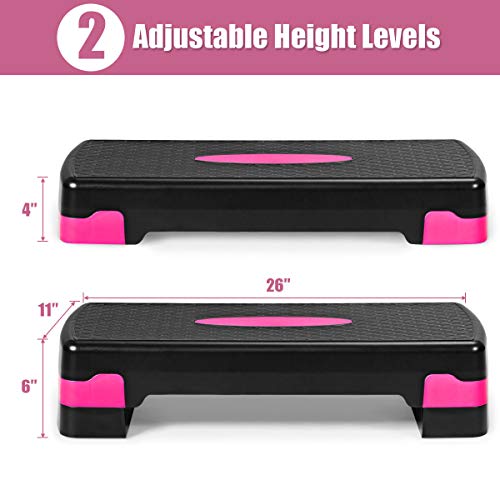 Goplus Step Platform, 26" Adjustable Aerobic Exercise Step Deck with