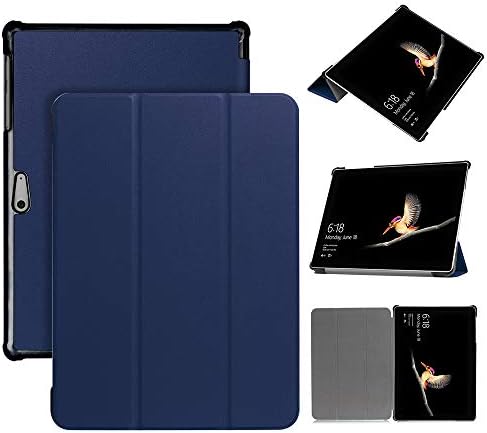 Liqiqi For Microsoft Surface GO Case 10-Inch, Smart Tri-Fold PU Leather Case Slip in Screen Protector for Microsoft Surface GO 10 inch Tablet(Case Only, Tablet, Pen&Keyboard not include) (Dark Blue)