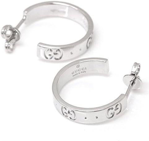 Amazon グッチ Gucci アイコン フープ ピアス K18wg 18金ホワイトゴールド 750 ロゴ 中古 ピアス 通販