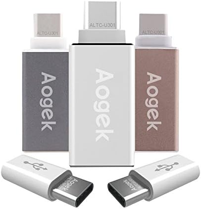 Aogek USB Type C Kit, Type C to USB 3.0 Adapter (3 PCS), Type C to Micro B Adapter (2 PCS) for Apple New MacBook 12'', Chromebook Pixel, Nexus, Nokia N1, One Plus 2 and Other Devices(5 Pack)
