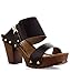ROF Women's Studded Double Strap Zipper Decor Chunky Platform Clog Heel Sandals
