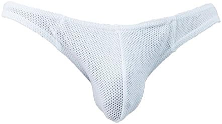 LOBBO Men's Brief - White Cotton Mesh Bikini Brief Pouch Underwear for Men by