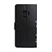 Urberry for Samsung Galaxy S9 Case, Fashion Flower Ultra Slim Layered Leather Flip Cover Women Wallet Case for Samsung Galaxy S9 (Black)