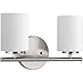Replay Collection 2-Light Etched White Glass Modern Bath Vanity Light Brushed Nickel
