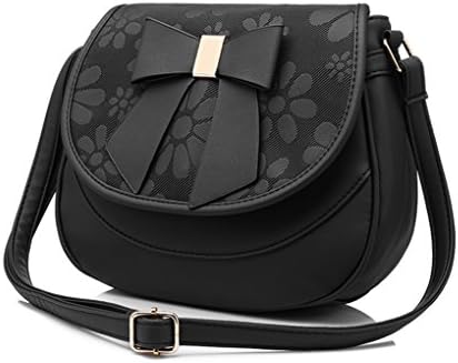 Shoulder Bag with Bow Soft Ladies Saddle Bag Crossbody bag Black