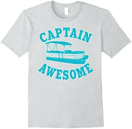 Mens Captain Awesome Shirt: Funny Pontooning Boating T-Shirt Large Heather Grey