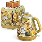 Hazel Quinn X Eduardo Recife Retro Breakfast Set, 2-Slice Toaster &amp; Electric Kettle Bundle, 6 Browning Levels, Extra Wide Slots, 1200W Fast Boiling, 1.7L Stainless Steel - Floral Artistic Design