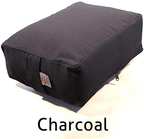 Rectangular Yoga/ Meditation Cushion - Made in USA - Large: 15" x 12" x 5" (Charcoal, Kapok Fibers filling)