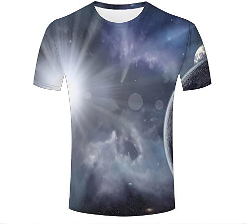 3D Graphic Printing Men T Shirts Planets and Smoke Bubbles Casual Novelty Tees Round Neck T-Shirts XXXL