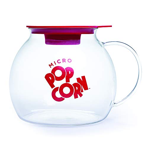 Original Microwave Micro-Pop Popcorn Popper, Borosilicate Glass, 3-in-1 Silicone Lid, Dishwasher Safe, BPA Free, 3 Quart