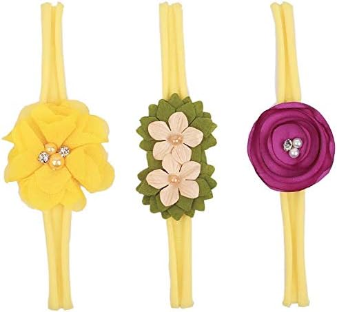 Set of 3 Baby Girl Nylon Headband Floral Hair Band Gentle Elastic Design Accessory Photo Prop