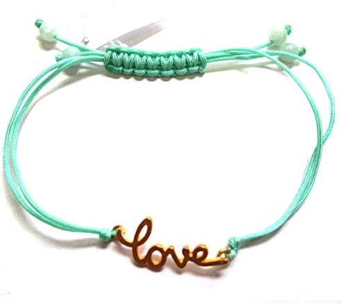 Aqua Silk Cord Love Bracelet.