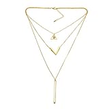 Onnea Layered Vertical Bar Pendant Charms Necklace