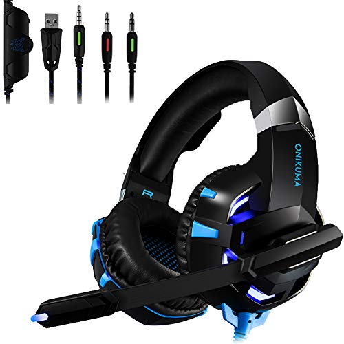 SNOBLASS Gaming Headset PC Game Xbox one, Gift Christmas Gaming Headset for PS4 with Microphone Stereo Wired Over Ear LED Light & Volume Control for PC/Switch/Laptop/Ipad/Smartphone