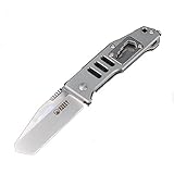 KUBEY EDC Multitool Pocket Folding Knife with Clip,Stainless Steel Tanto Blade,Anodized Aluminum Handle Glass Breaker Opener,3-4/5-Inch Closed