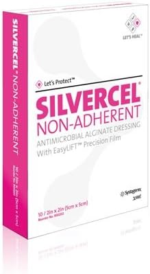 KCI USA Acelity 900404 Acelity SILVERCEL Non-Adherent Antimicrobial Alginate Dressing, 4-1/4" Width, 4-1/4" Length (Pack of 50)