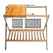 UNKU Folding Luggage Rack with Storage Shelf, Bamboo Suitcase Luggage Stand for Bathroom, Bedroom, Living Room, Guest Room, Natural Color