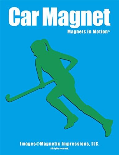 Field Hockey Player Run Car Magnet Green