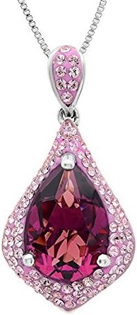 Sterling Silver Purple Drop Pendant made with Swarovski Crystals