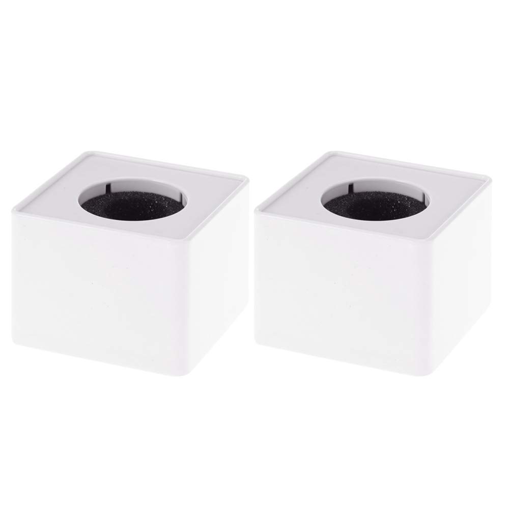 STOBOK 2 Pcs Microphone Flag Station Square Cube Interview Mic Microphone Logo Flag Station Equipment Decorative Mic Interview Sign, Abs Material, White