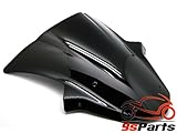 9sparts® Black Smoke Double Bubble Transparent Windscreen Windshiled for 2011 2012 2013 2014 2015 Kawasaki Ninja ZX-10R ZX10R
