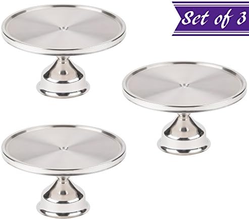 (Set of 3) Stainless Steel Cake Stand 13-Inches Diameter, Commercial Grade Cake Decorating Stand by Tezzorio