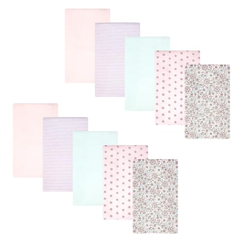 Hudson Baby Unisex Baby Cotton Polyester Flannel Burp Cloths 10-Pack, Outline F…