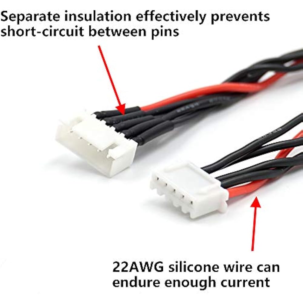 JSTXH 4S Balance Plug Extension Lead Wire 200mm 5 PCS For