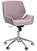 Elle Decor Ophelia Home Office Desk Chair, Mid Century Modern Bentwood Style, Ergonomic Curved Low-Back and Seat, Armless Design, Chrome Swivel Base, Upholstered in Woven Fabric, Blush Pink