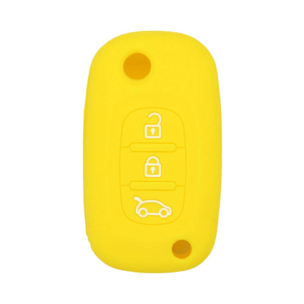 BROVACS Silicone Cover Protector Case Holder Skin Jacket Compatible with MERCEDES BENZ SMART RENAULT 3 Button Flip Remote Key Fob CV4954 Yellow