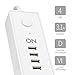 ONSMART USB Surge Protector Power Strip, 4 Multi Outlets with 4 USB Charging Ports, 3.4A Total Output-600J Surge Protector Power Bar, 6 ft Long UL Cord, Wall Mount-White…