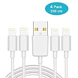 4 Pack Apple iPhone/iPad Charging/Charger Cord Lightning to USB Cable[Apple MFi Certified] Compatible iPhone X/8/7/6s/6/plus/5s/5c/SE,iPad Pro/Air/Mini,iPod Touch(White 2M/6.6FT) Original Certified