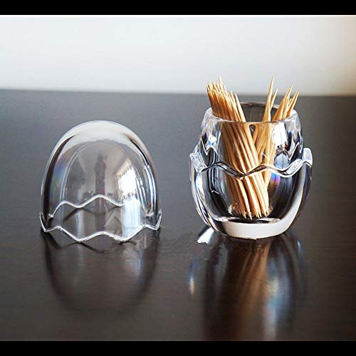 MonLiya Acrylic Toothpick Holder Crystal Toothpick Dispenser Bucket Plastic Toothpick Box Egg Shape Toothpick Case Pocket Restaurant Kitchen Gadgets Desk Storage Box(Without Toothpick)
