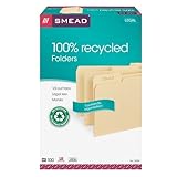 Smead File Folder 100% Recycled, 1/3-Cut Tab, Legal Size Manila, 100 per Box (15339)