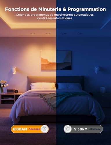 Govee WiFi Smart Bulb, GU10 RGBWW LED Bulb Works with Matter, Alexa and Google Home, 400LM Smart GU10 Lamp, Dimmable, 16 Million Colours, Music Sync, 4 Pack