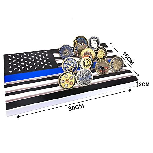 6 Row American Flag Coin Display Stand Thin Blue Line Military