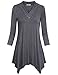 Timeson Tunics for Women to Wear with Leggings, Women's V-Neck Assymetrical Irregular Hem Flowy Tunic Tops Deep Grey XX-Large