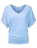 NINEXIS Women's V-Neck Batwing Sleeve Dolman Top (S-3XL)
