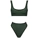 Dixperfect Two Pieces Bikini Sets Swimsuit Low Scoop Top High Waisted Cheeky Bottom (L, Army Green)