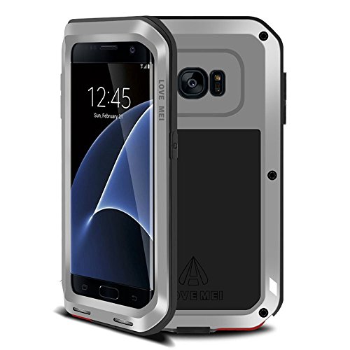 Galaxy S7 Edge Case, bpowe Armor Tank Aluminum Metal Shockproof Military Heavy Duty sturdy Protector Cover Hard Case for Samsung Galaxy S7 Edge (Silver)